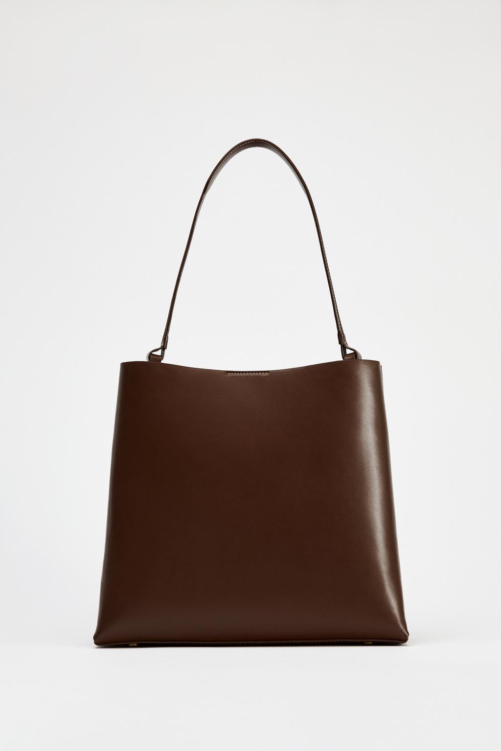 

Минималистичная сумка-мешок ZARA, коричневый