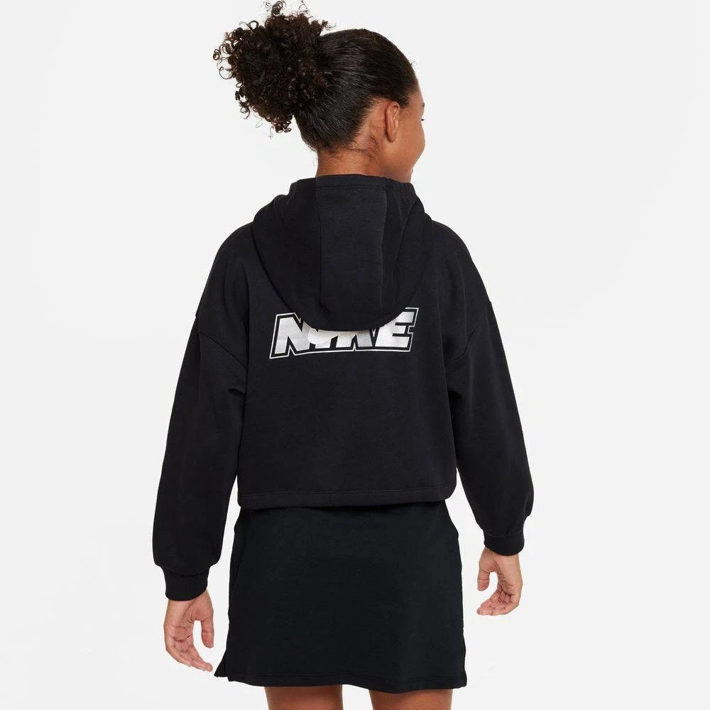 Худи Nike NSW Icon Novelty DV3219-010 для девочек, черная, флисовая, увеличенного размера, RED436 — фото 2
