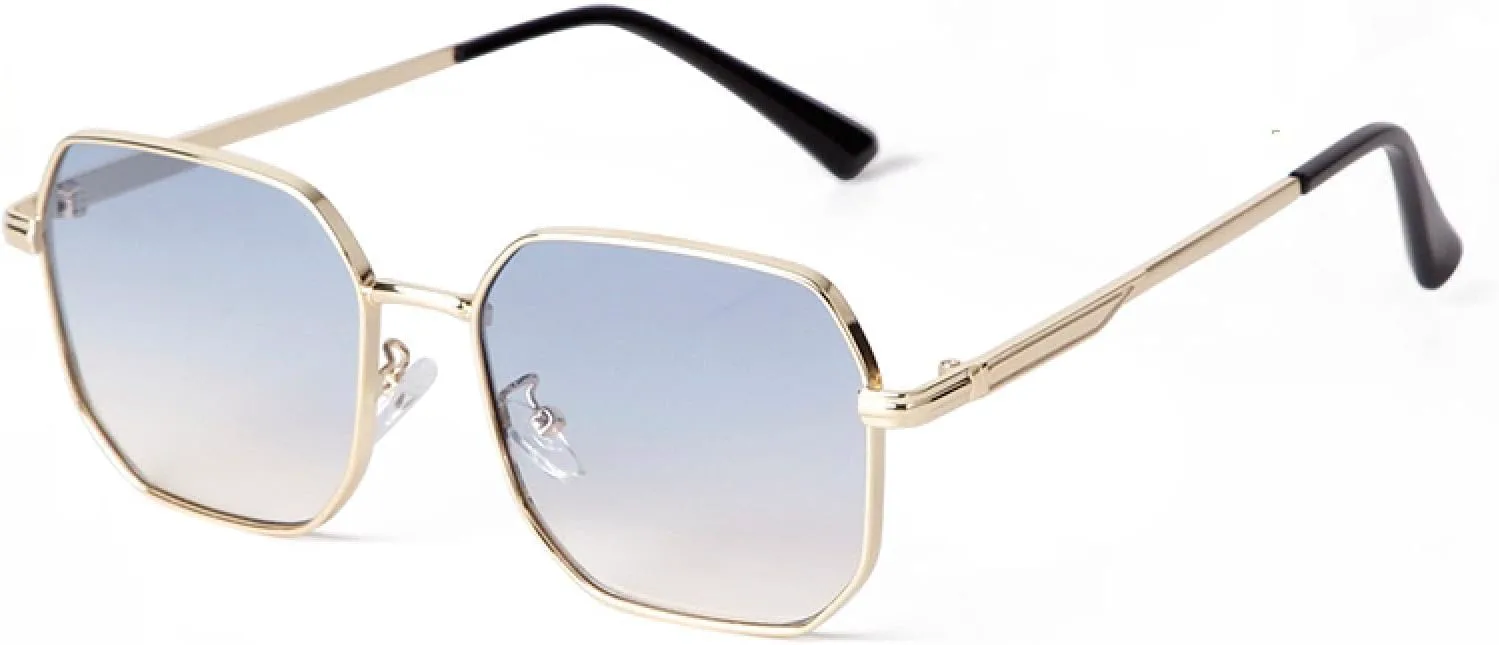 

Модные винтажные классические солнцезащитные очки для мужчин и женщин, многоугольная металлическая оправа, градиентные синие солнцезащитные очки WNCKSQ, C4