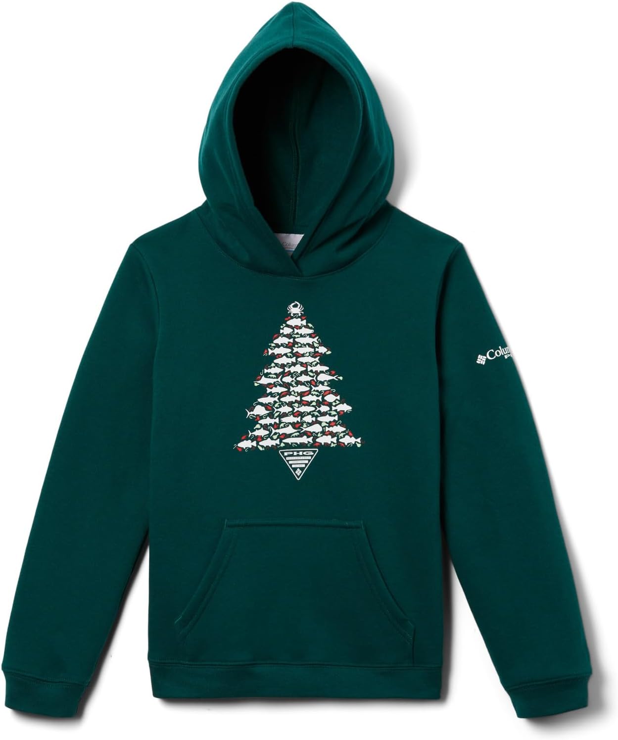 

Колумбия мальчики Pfg Elements Hoodie худи Columbia, Dark Ivy/Pfg Fish Tree