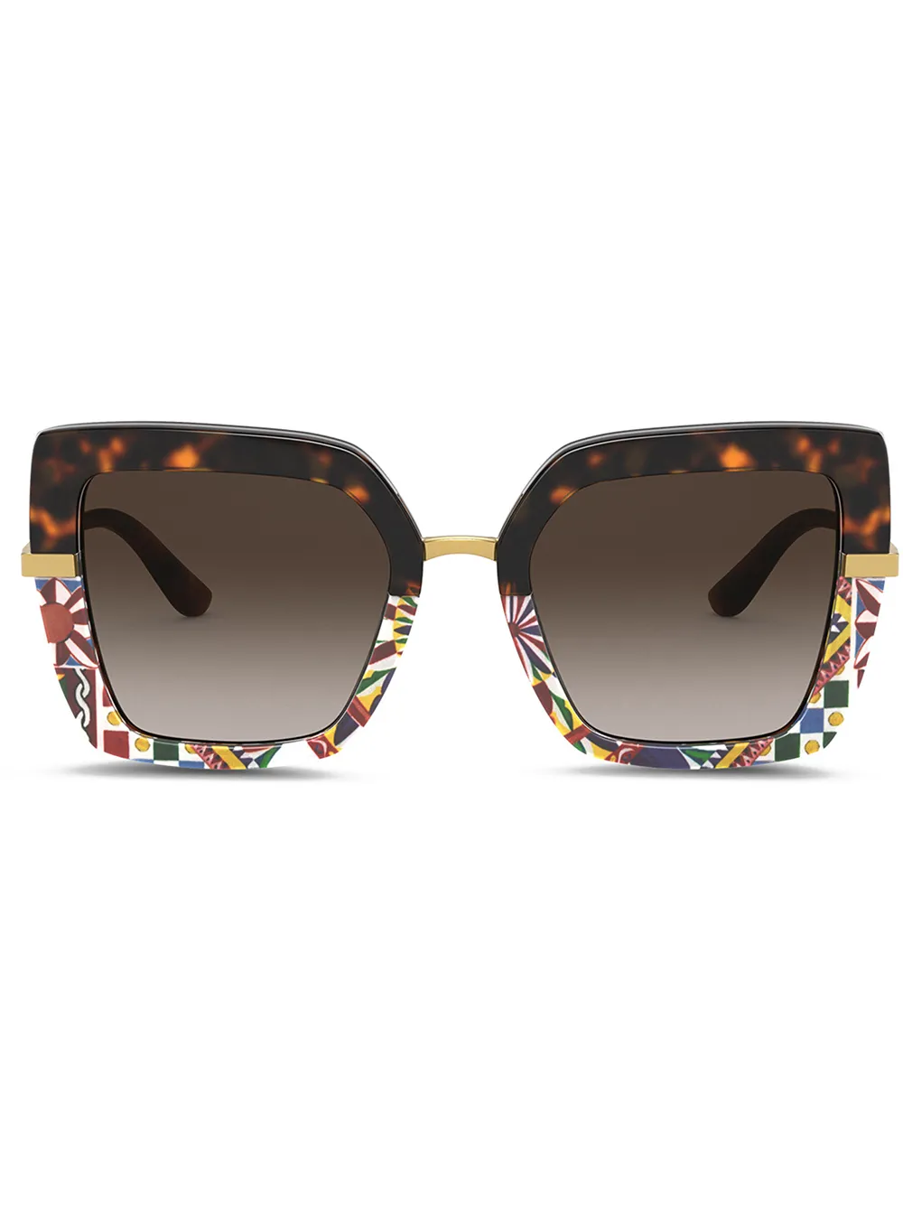 

Солнцезащитные очки в квадратной оправе с принтом Dolce & Gabbana Eyewear, коричневый