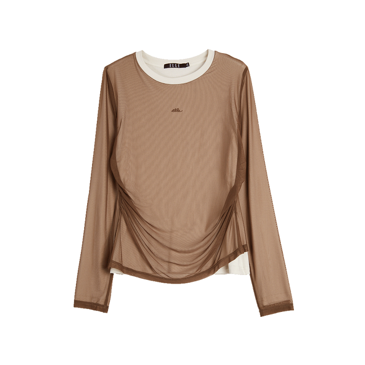 

Футболка женская Crew Neck Moderate Mock Two Piece ELLE, coffee, Коричневый, Футболка женская Crew Neck Moderate Mock Two Piece ELLE, coffee