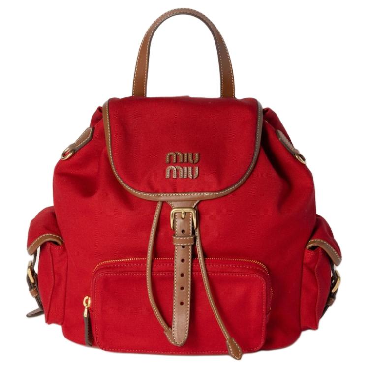 

MIU MIU Хлопковый рюкзак женский красный и коньячный