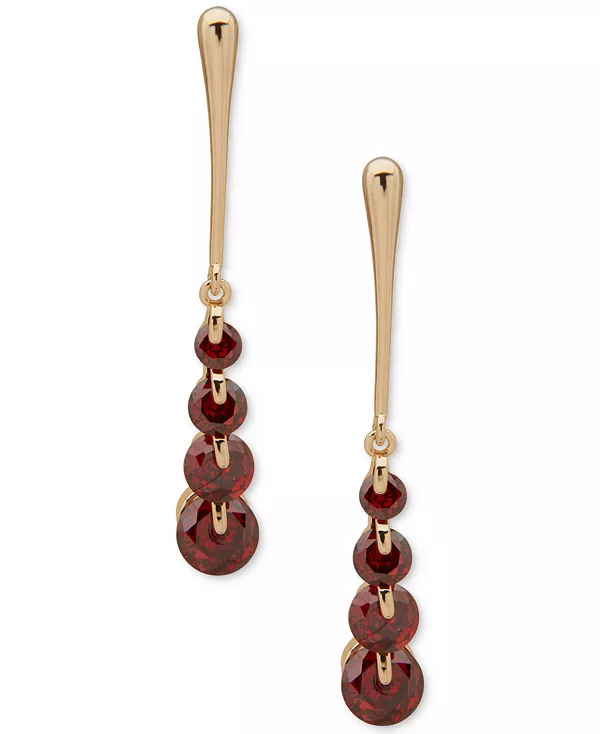 

Динамичные линейные серьги золотого оттенка с кубическим цирконием Anne Klein, red