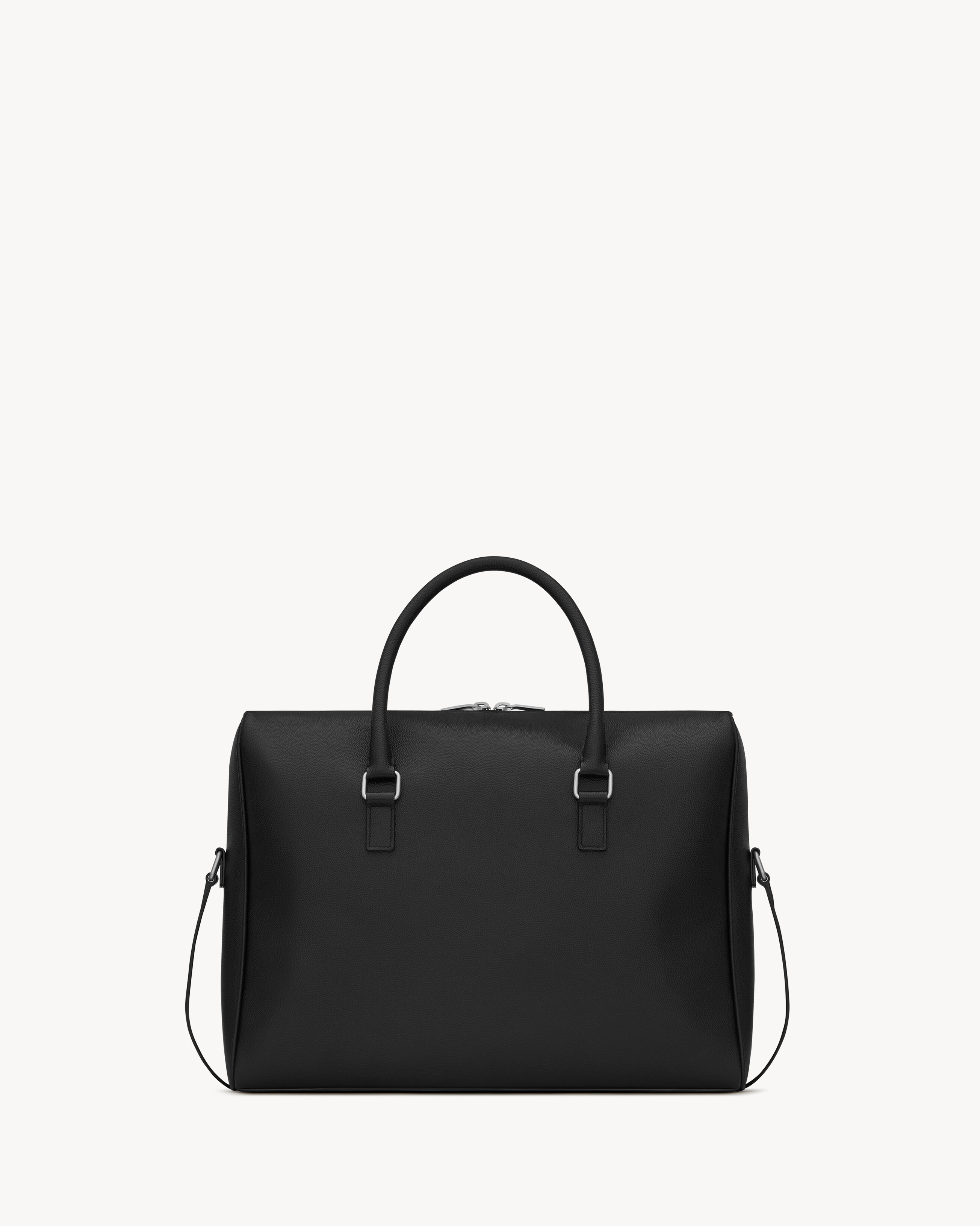 Портфель DUFFLE из тисненной кожи grain de poudre Saint Laurent, черный — фото 2