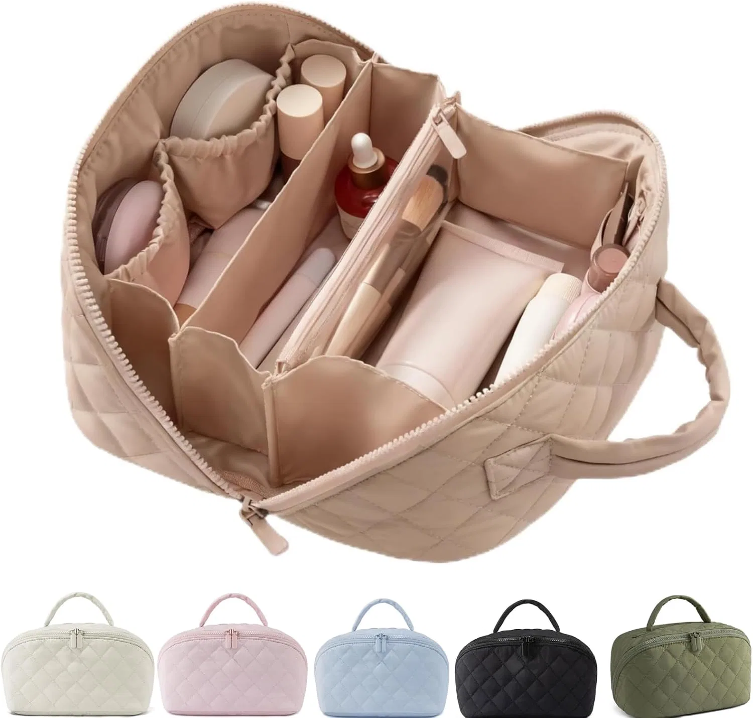 Женская дорожная косметичка с плоским открытием на 180° Xiyocadt, Khaki