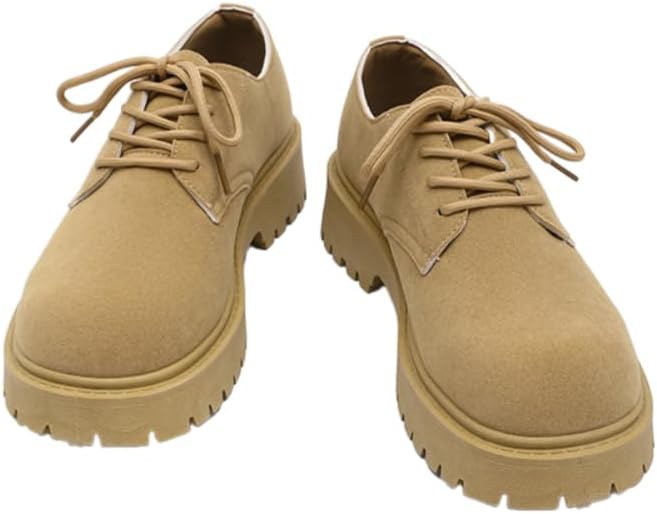 

Мужские ретро-туфли-дерби в стиле рабочей одежды- толстая подошва Boost, дышащий верх, шнуровка, круглый носок, амортизирующая стелька из ЭВА, резиновая подошва бежевого цвета для городского стиля весной/осенью Clolinde