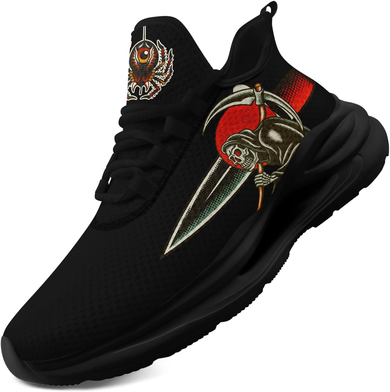 

Мужские кроссовки с готическим черепом - дышащие сетчатые кроссовки для бега по тропе, повседневные и спортивные кроссовки для женщин Coolcustomize, черный