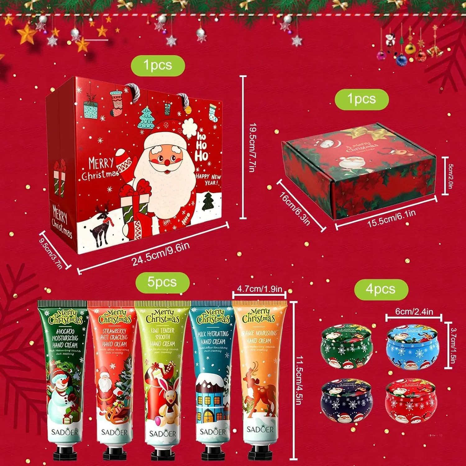 Подарочный набор Happyyami из 4 ароматических свечей и 5 кремов для рук Exatta, Candle Hand Cream — фото 2