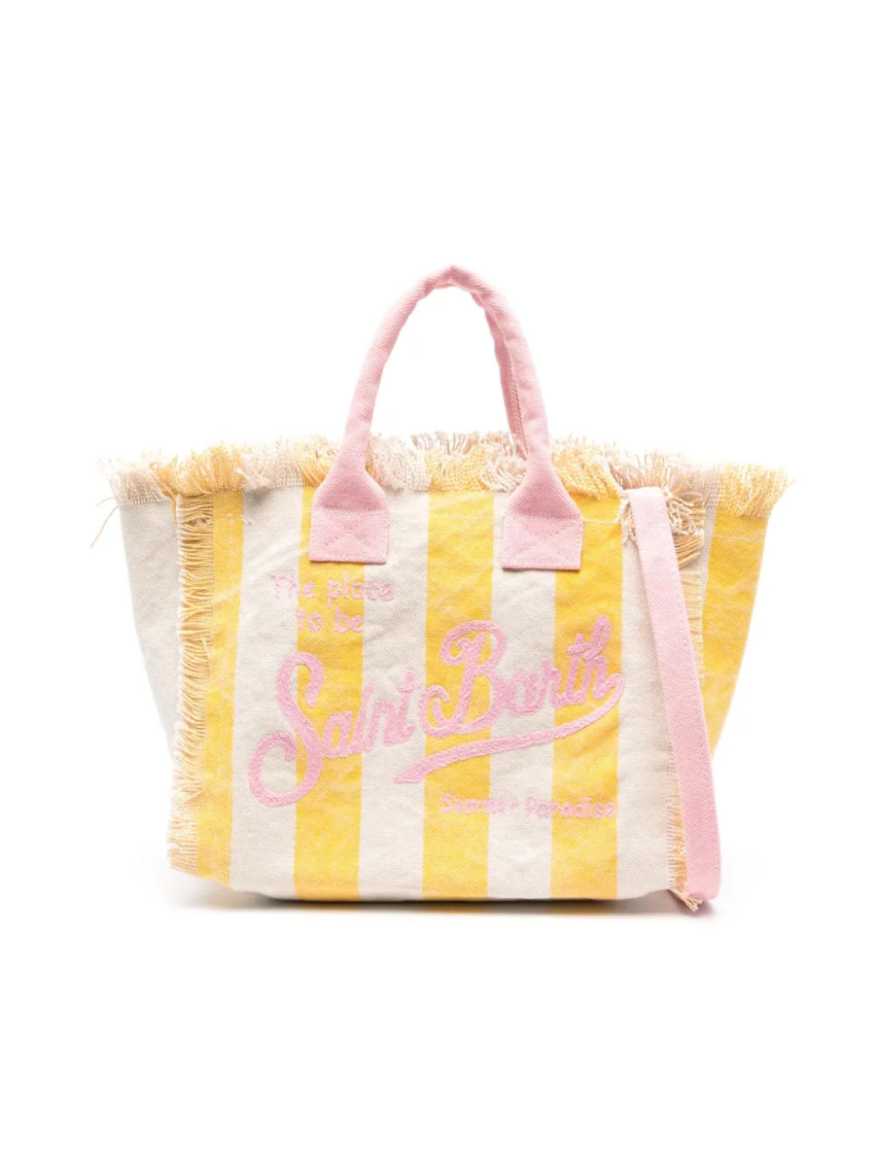 

MC2 Saint Barth Kids полосатая сумка-тоут Vanity размера мини, желтый