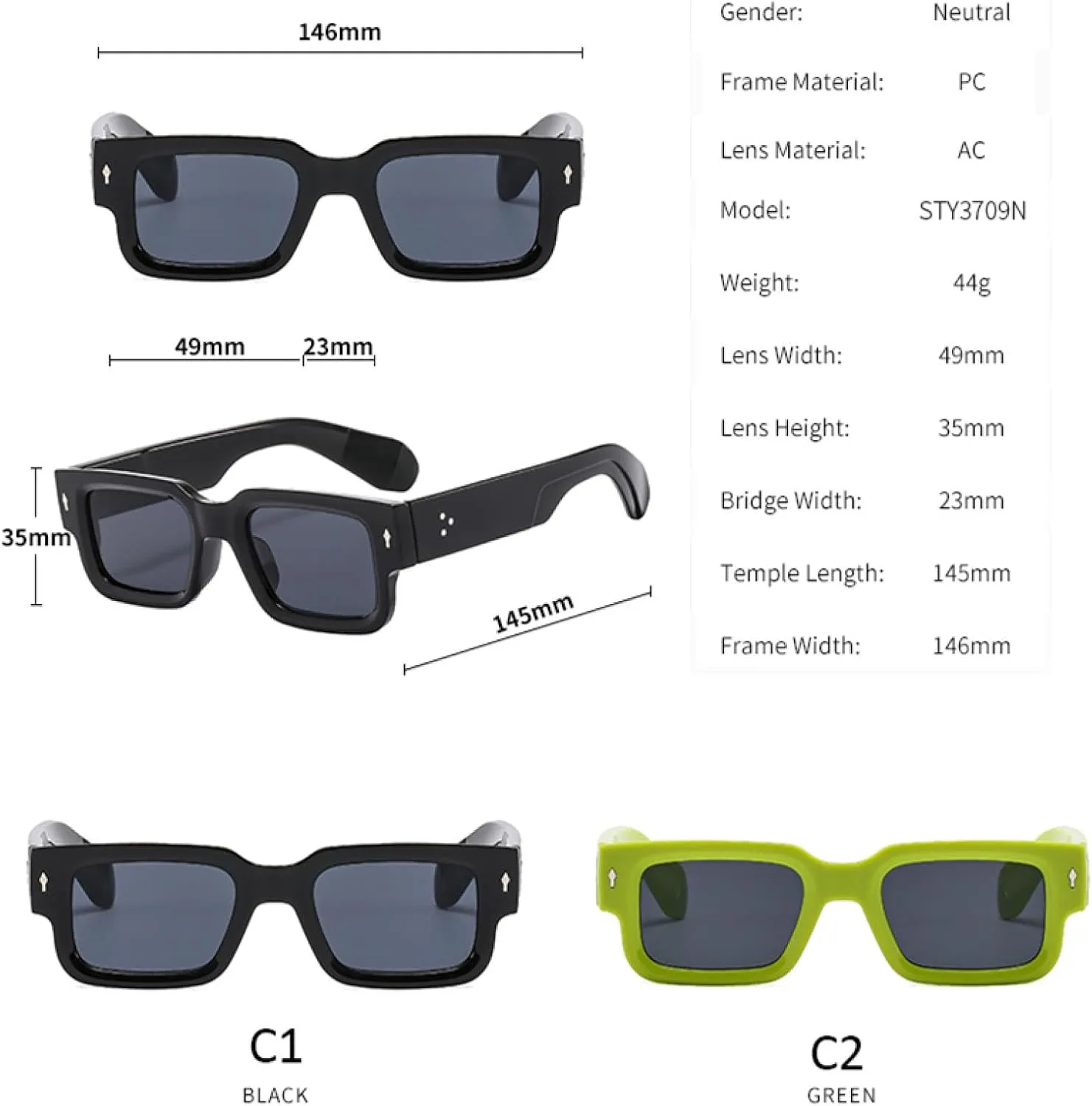 

Модные прямоугольные солнцезащитные очки с плоской верхней частью для женщин, прозрачная оправа с заклепками, мужские очки с защитой от УФ-излучения UV400 TVTBBVV, 4