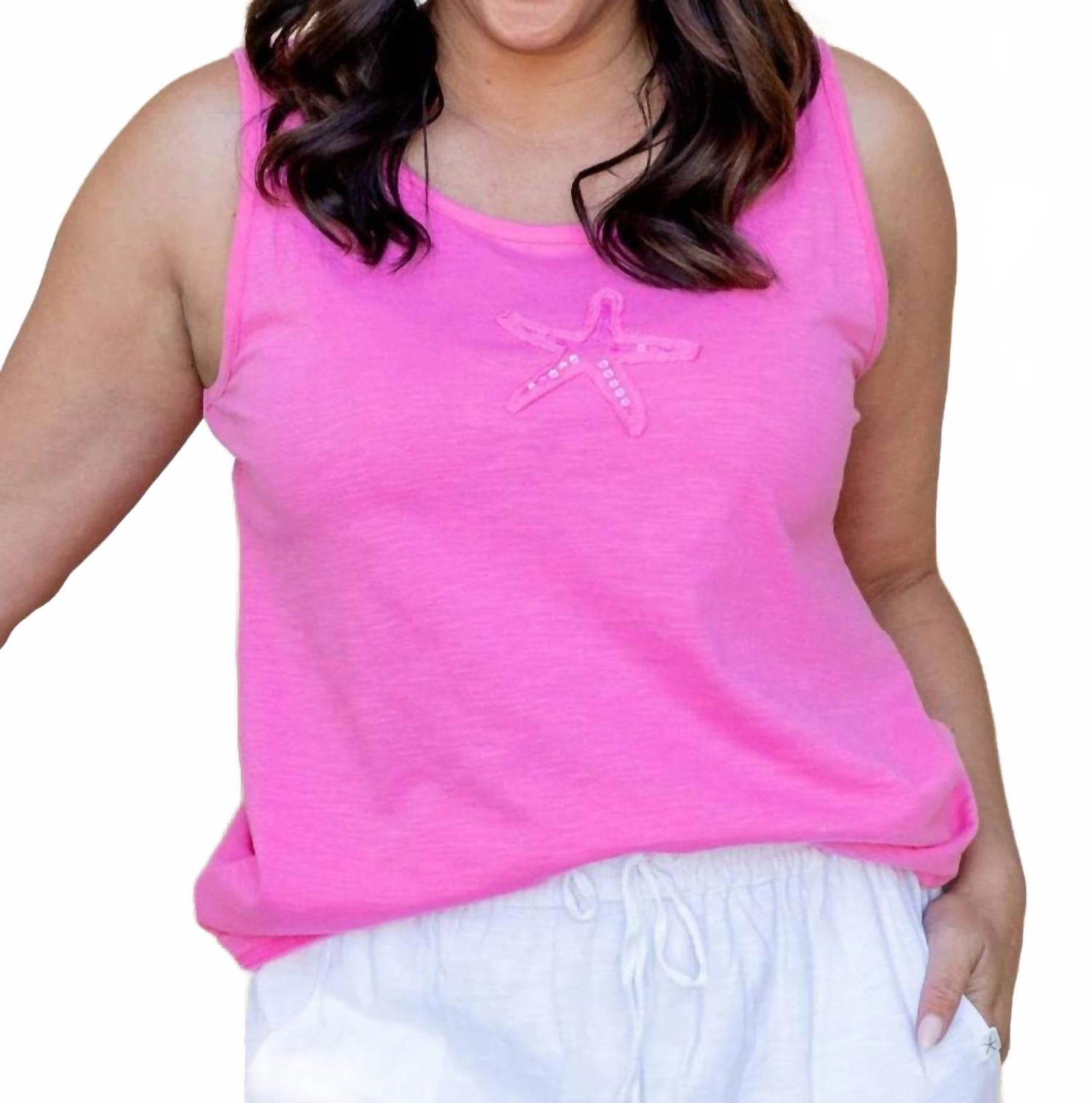 

West Indies Wear Хлопковая майка с рисунком морских ракушек, розовая