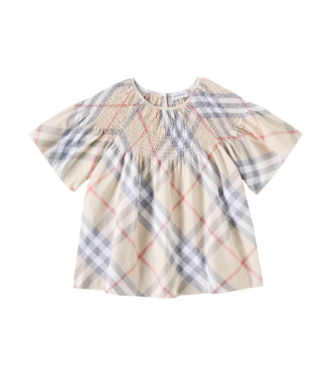 

KG5 Кали клетчатая хлопковая блузка Burberry Kids, Pale Stone Ip Checkk