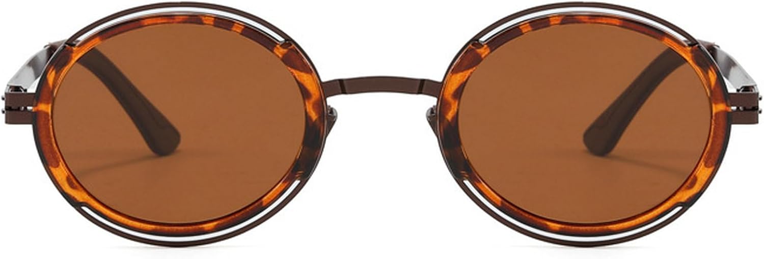 

Модные солнцезащитные очки в маленькой круглой оправе для мужчин, ретро-очки с поляризованными линзами для женщин, защита от УФ-излучения, мужские панк-очки mincl, Leopard Brown