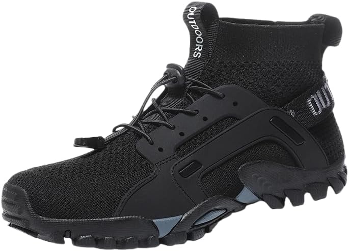 

Дышащие противоскользящие походные кроссовки для мужчин - легкие шнурованные кроссовки, идеально подходящие для путешествий и кемпинга на открытом воздухе Hoalox, черный