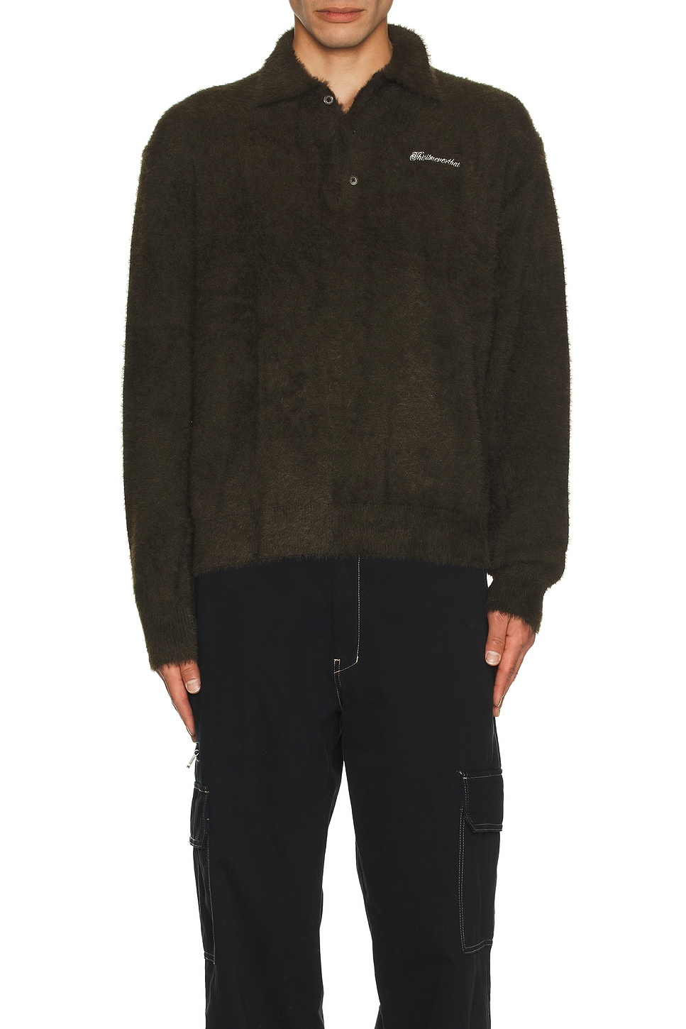 

Logo Shaggy Knit Поло Thisisneverthat, Olive