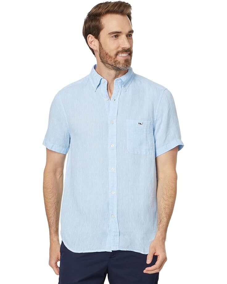 

Рубашка Vineyard Vines Button Down Linen, цвет Jake Blue