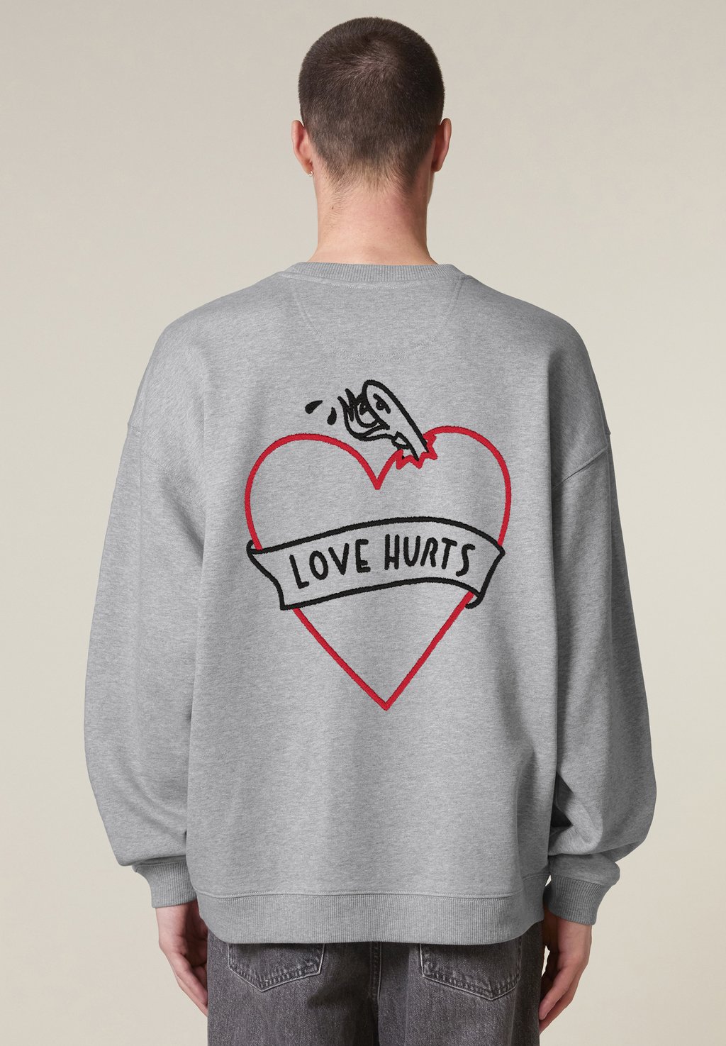 

Толстовка LOVE HURTS BACK PRINT UNISEX HEAVYWEIGHT Mira Paris, пятнистый серый