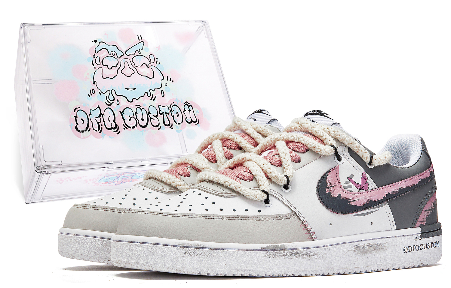 

Nike Court Vision 1 скейтборд обувь мужские низкие серый/pink