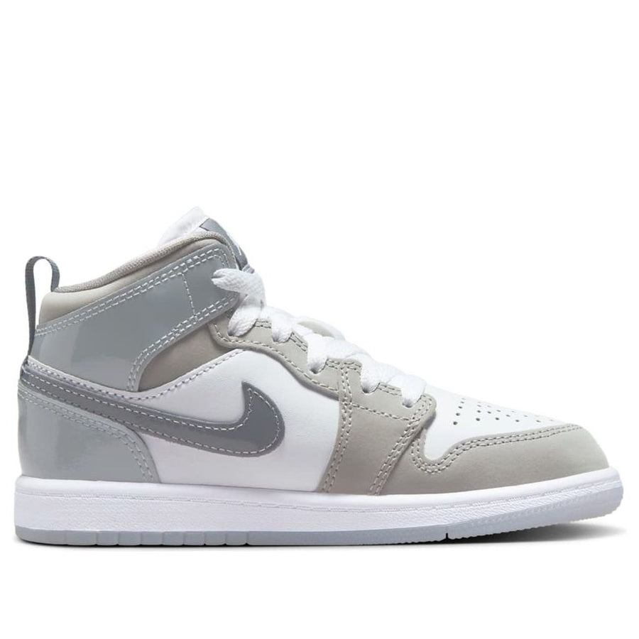 Кроссовки (PS) Air Jordan 1 Mid SE 'White Medium Grey Cool Grey', белый — фото 2