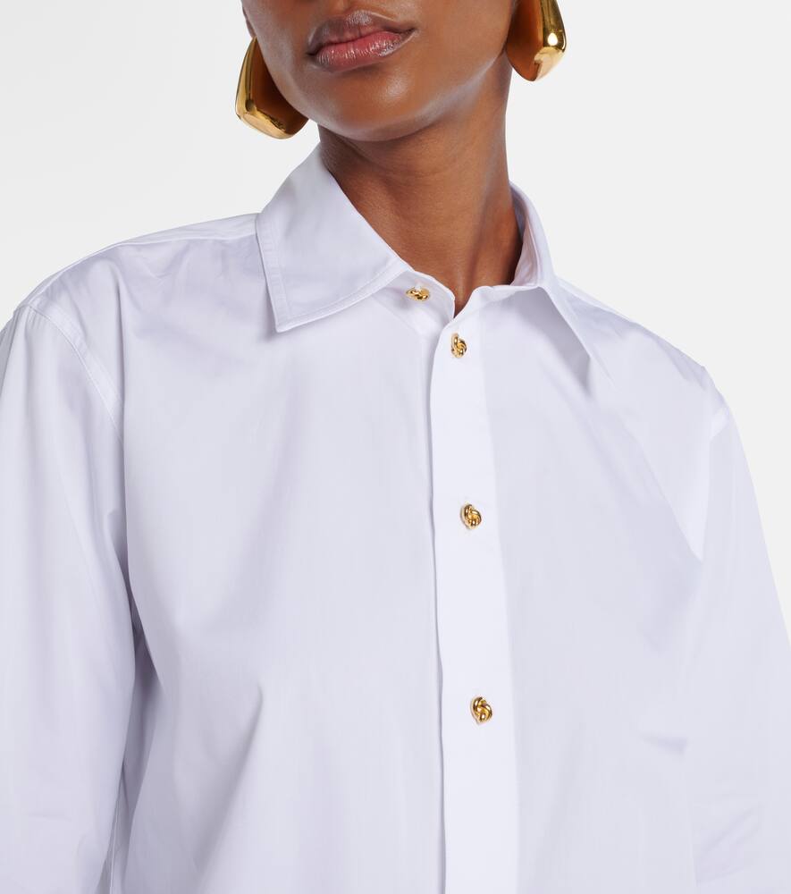 Рубашка из узловатого хлопкового поплина Bottega Veneta, White — фото 4