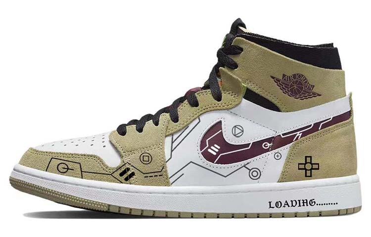 

Кроссовки Air Jordan 1 Vintage Basketball Shoes Men High-top White/green, зеленый
