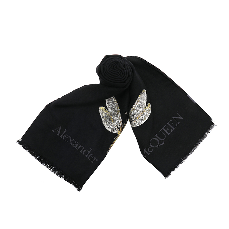 

Alexander McQueen Вязаный шарф унисекс черный, Black