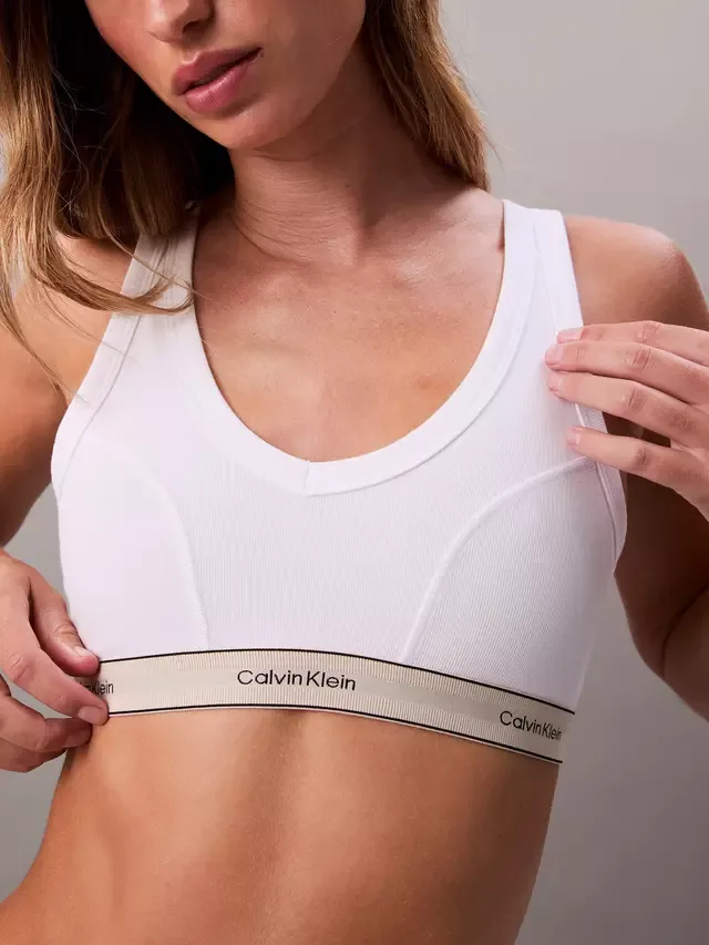 Бюстгальтер-топ треугольной формы с легкой подкладкой, белый Calvin Klein — фото 3