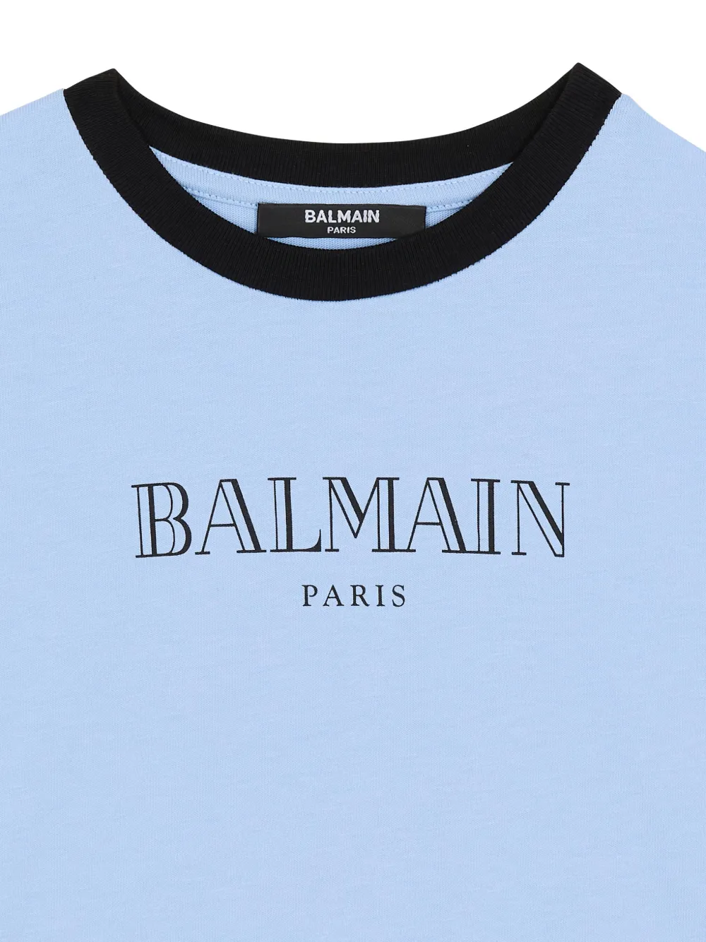 Футболка-рингер с принтом логотипа Balmain Kids, синий — фото 3