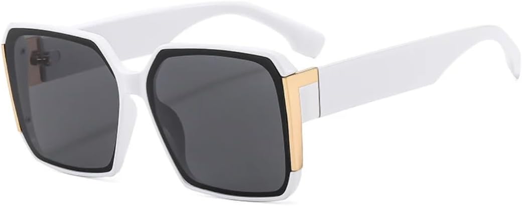 

Винтажные классические панк-солнцезащитные очки в квадратной оправе большого размера для женщин и мужчин, для активного отдыха, рыбалки и вождения, с защитой от УФ-излучения UV400 TVTBBVV, White Gray