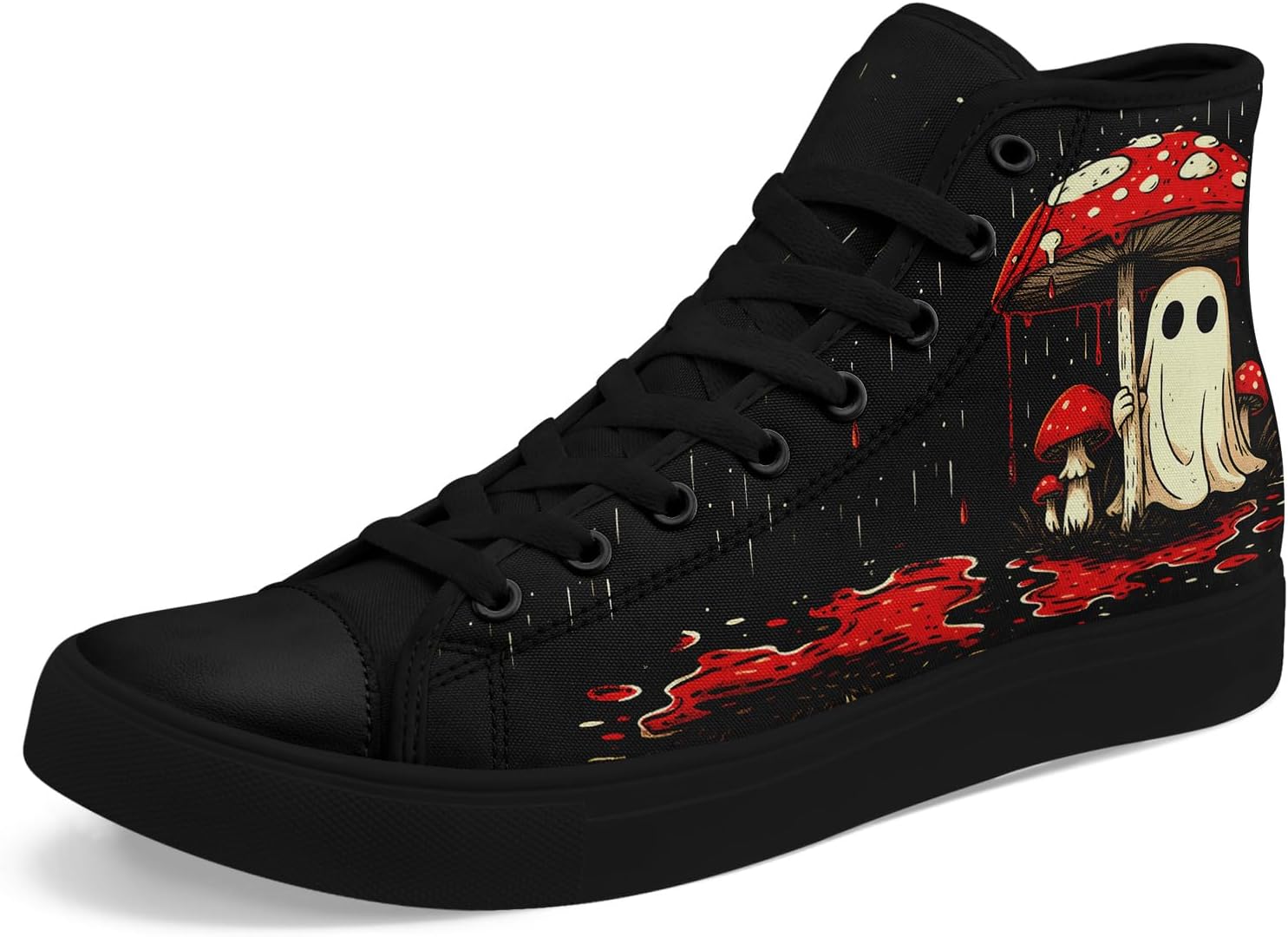 

Высокие кеды на холщовой основе AWSOLE «Грибной лес» для женщин и мужчин, винтажные готические стильные кроссовки с натуральным принтом, повседневная обувь, черный/красный/бежевый