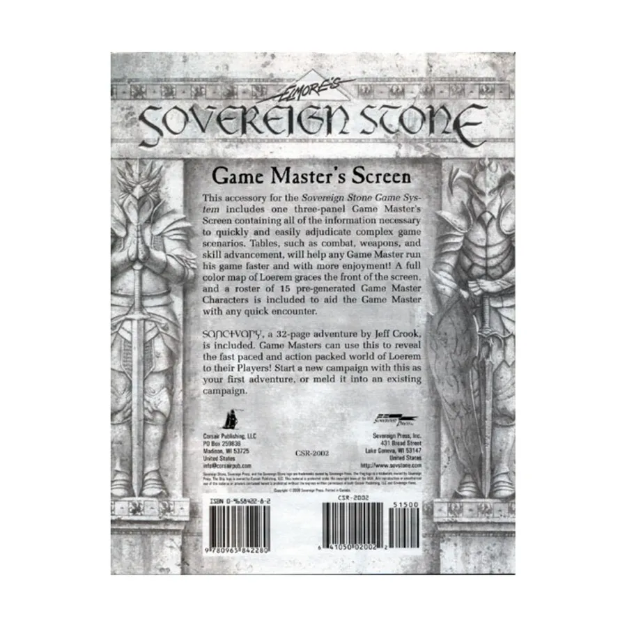 

Экран мастера игры, Sovereign Stone