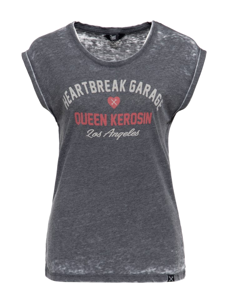 

Футболка Queen Kerosin Enzym Wash T-Shirt Heartbreak Garage, черный