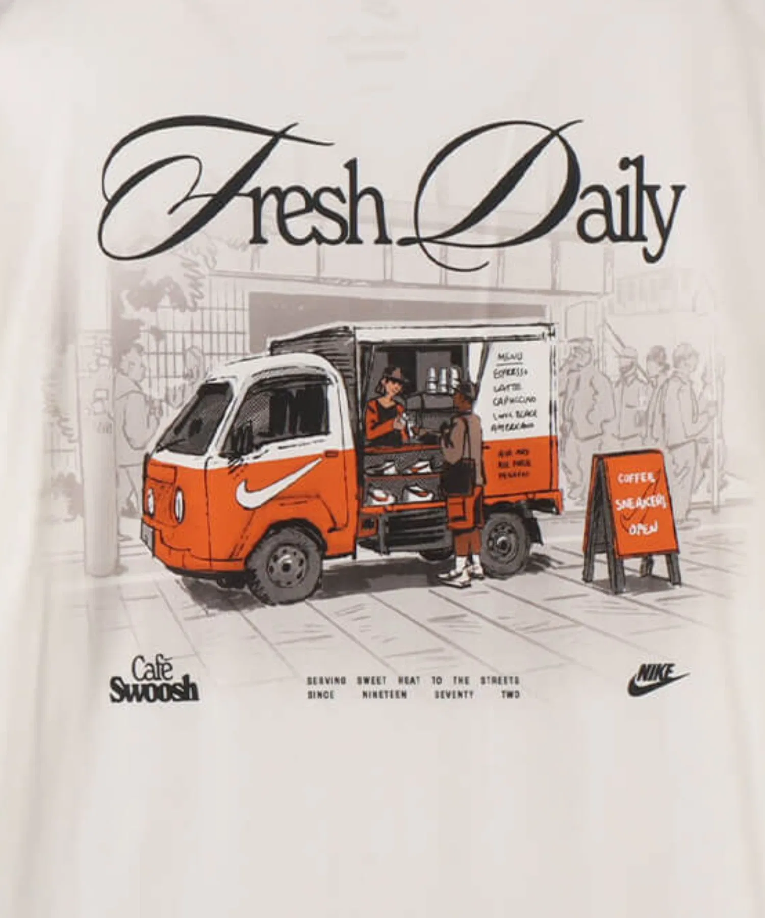 Мужская футболка NIKE NSW Cafe Swoosh с принтом тёмно-синего цвета — фото 4