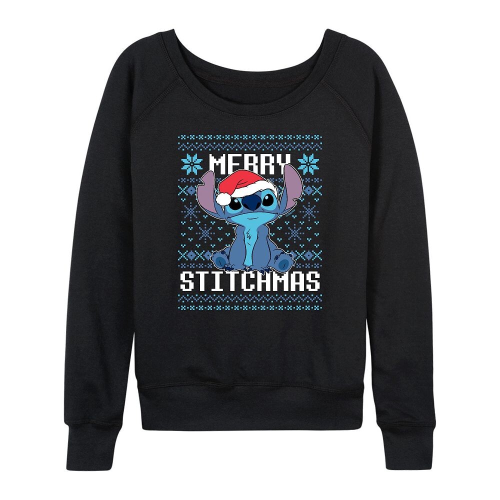 

Легкий женский свитшот из френч-терри Disney's Lilo & Stitch Merry Stitchmas, черный