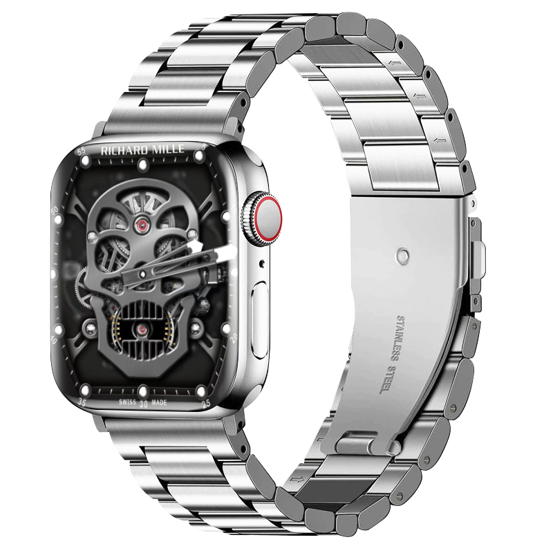 

Akkerds Часы Strap Apple Compatibility Titanium Material Apple Watch IWatch S11/S10/S9/8/7/6/SE/Ultra 185mm 46 Watch Dial, 【Strap only】Silver three-plant folding clasp