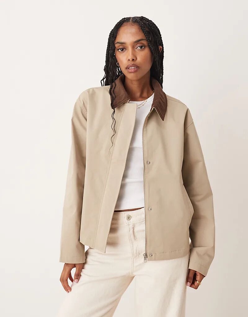 

Рабочая куртка JJXX кремового цвета с воротником-стойкой из вельвета