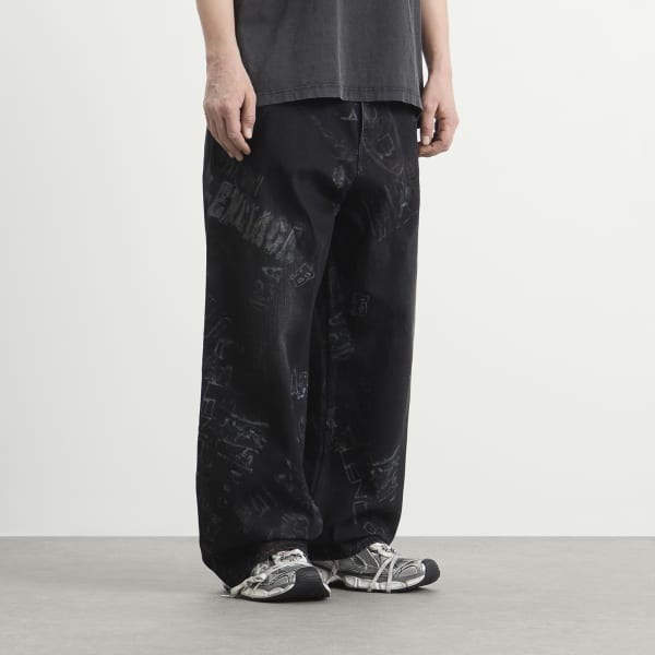 Потертые мешковатые брюки цвета цветных карандашей Balenciaga, черный fade out — фото 2
