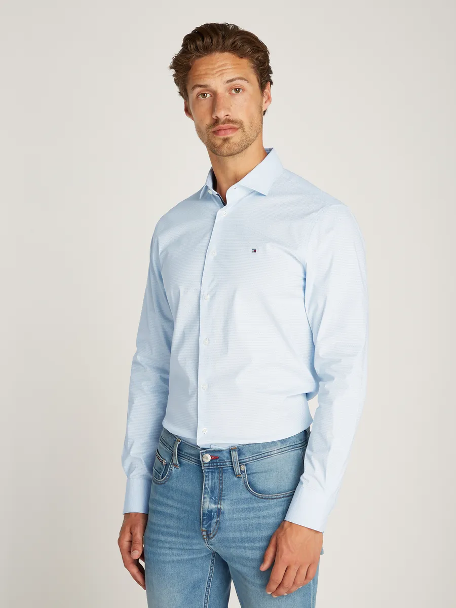 

Деловая рубашка Tommy Hilfiger "CL STRETCH GEO PRINT SF SHIRT", с минимальным принтом, белый