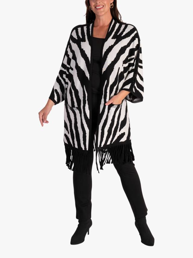 

Длинный кардиган с бахромой в стиле зебра chesca, Black/White