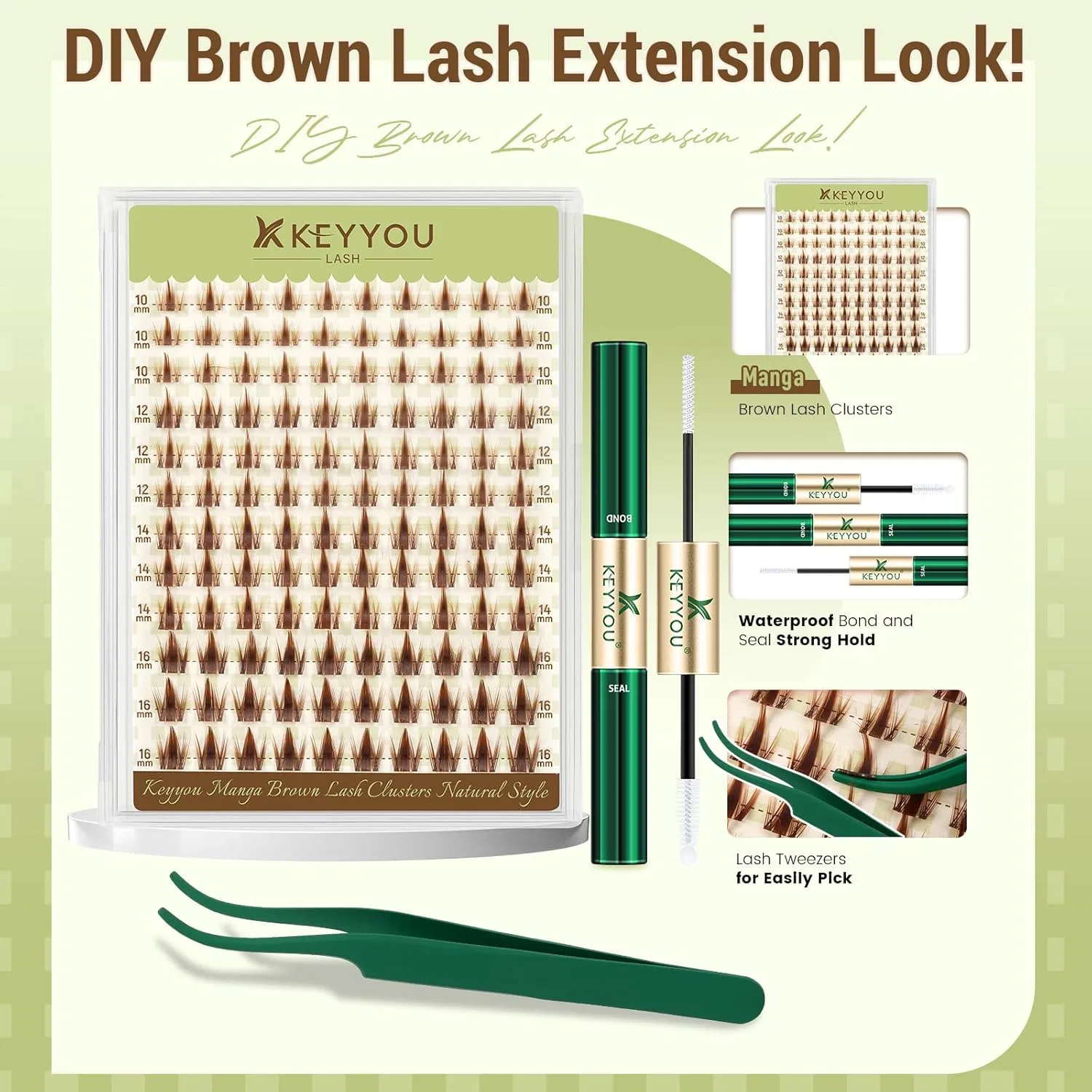Набор для наращивания ресниц «Manga Lashes» от KEYYOU Keyyou, F02-Brown — фото 2