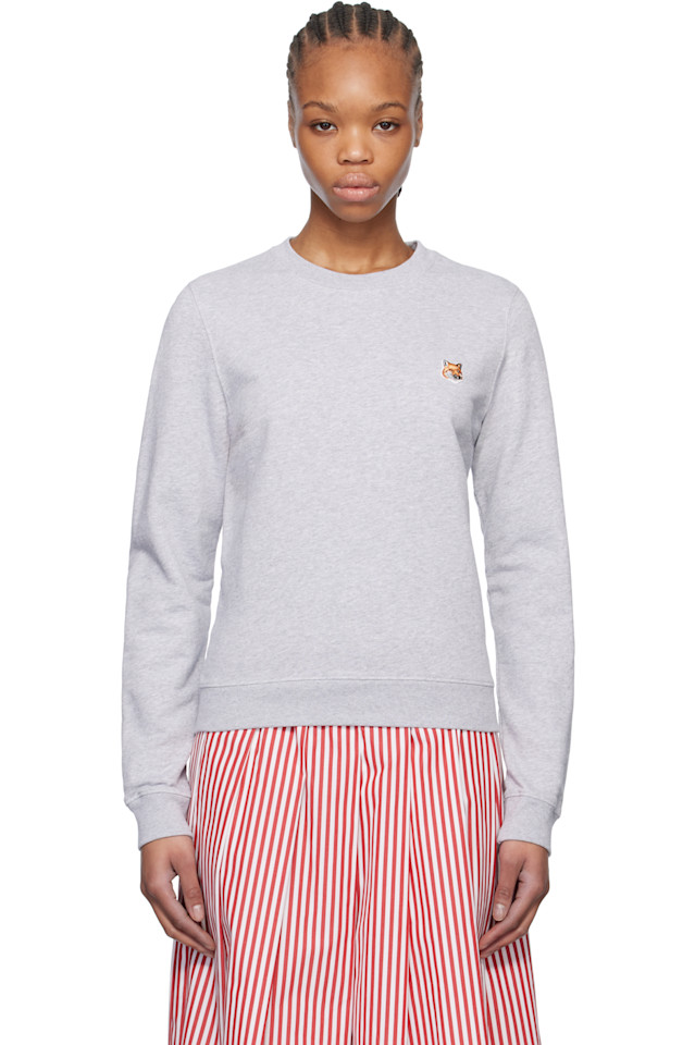 

Свитшот с вышивкой лисья голова Regular Maison Kitsuné, серый