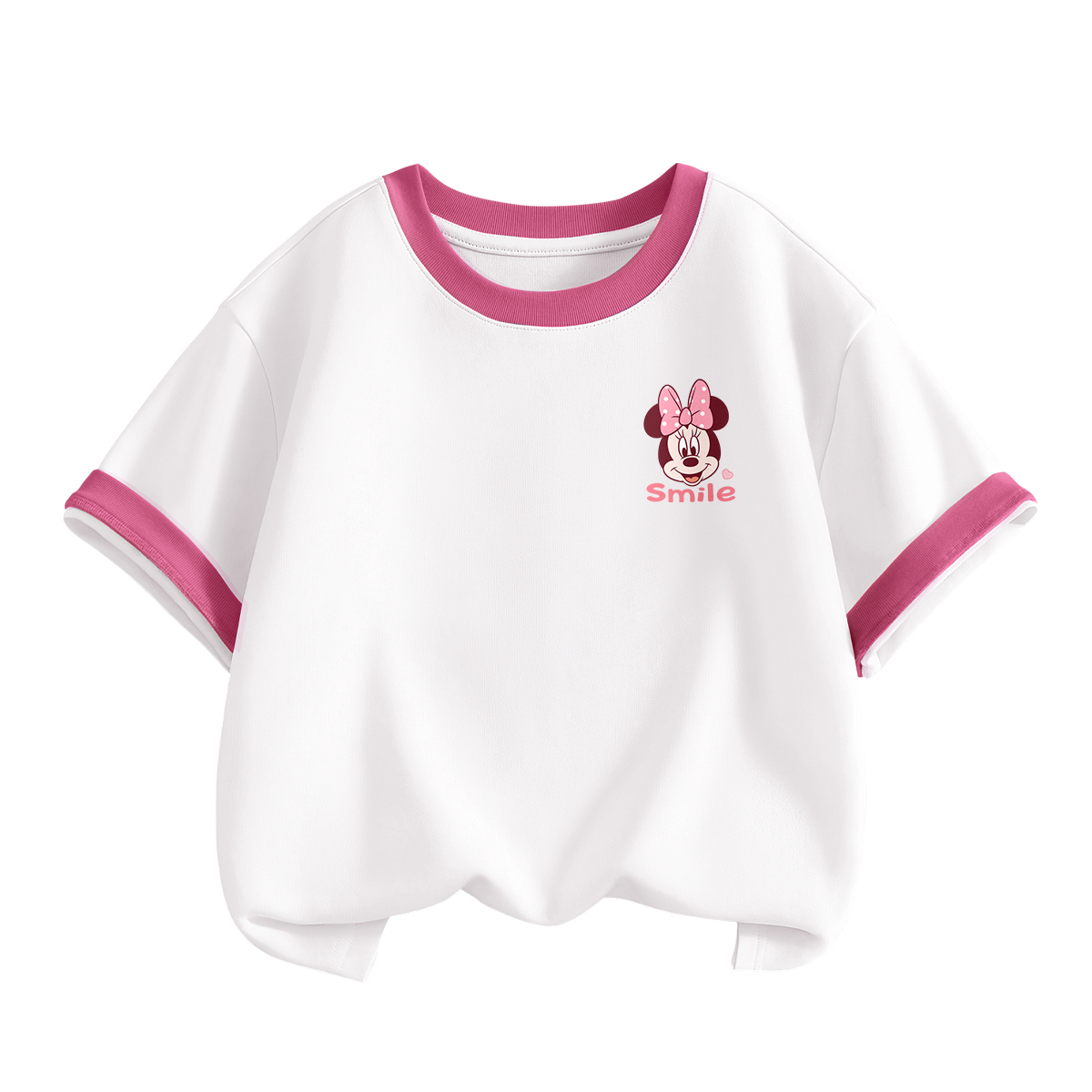 

Детская футболка с круглым вырезом, тонкие Disney, di smiling k белый красный