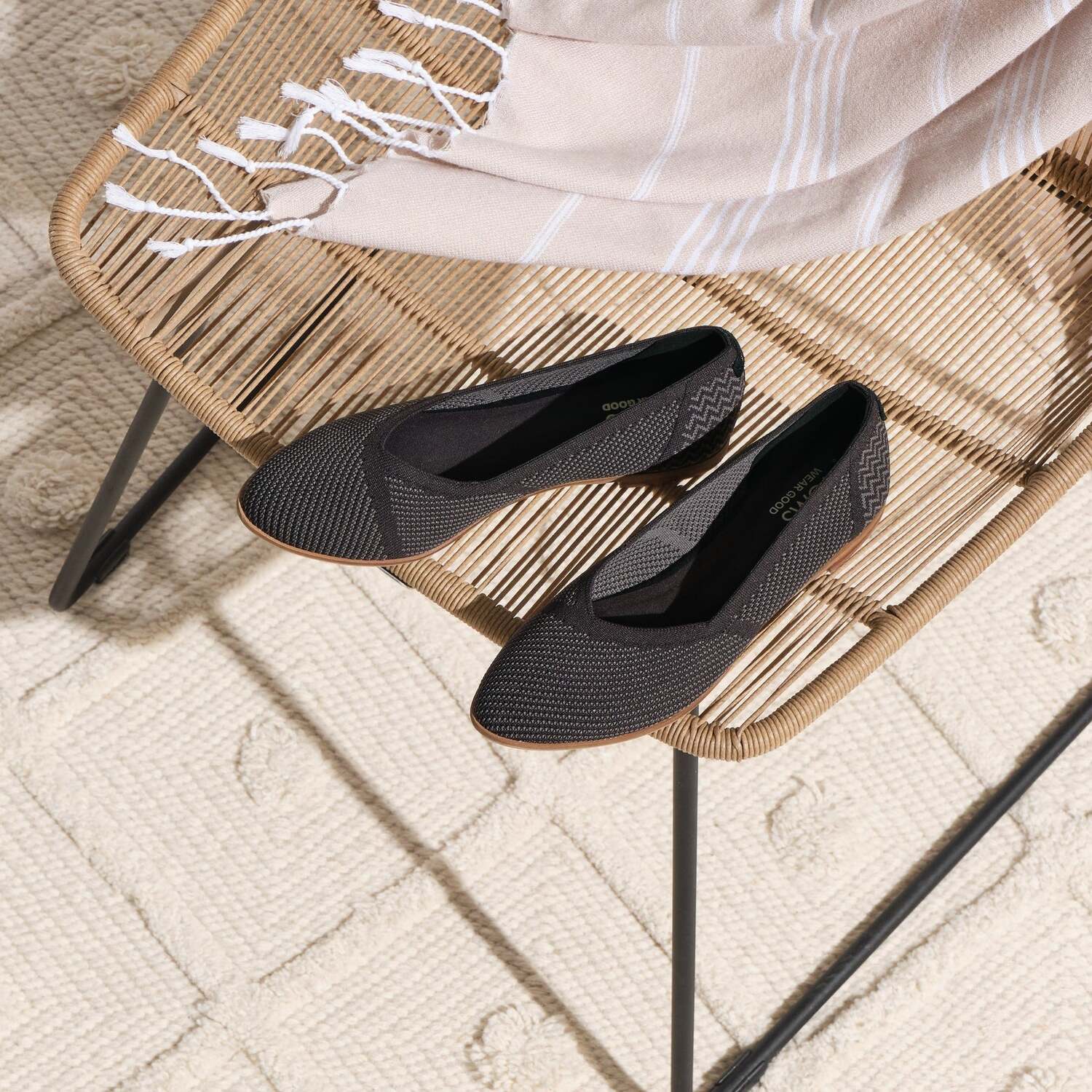 Женские балетки Jutti Neat Black Knit TOMS Shoes — фото 2