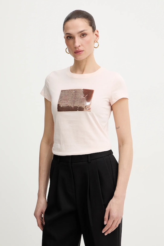 

Хлопковая футболка Armani Exchange, розовый