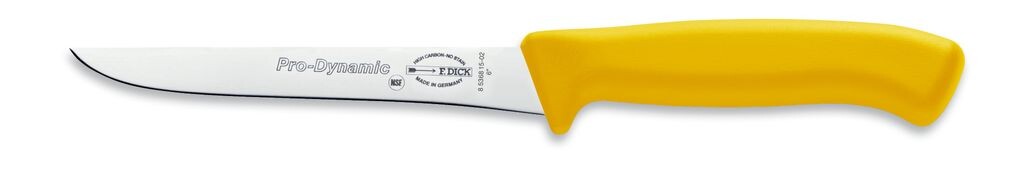 

F. DICK ProDynamic Нож для обвалки желтого цвета, длина лезвия 15см, кухонный нож X55CrMo14