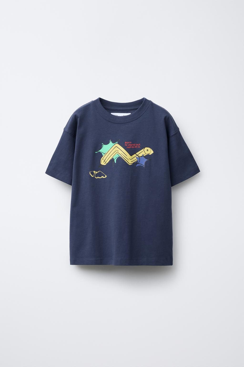 

Футболка с принтом ZARA, синий
