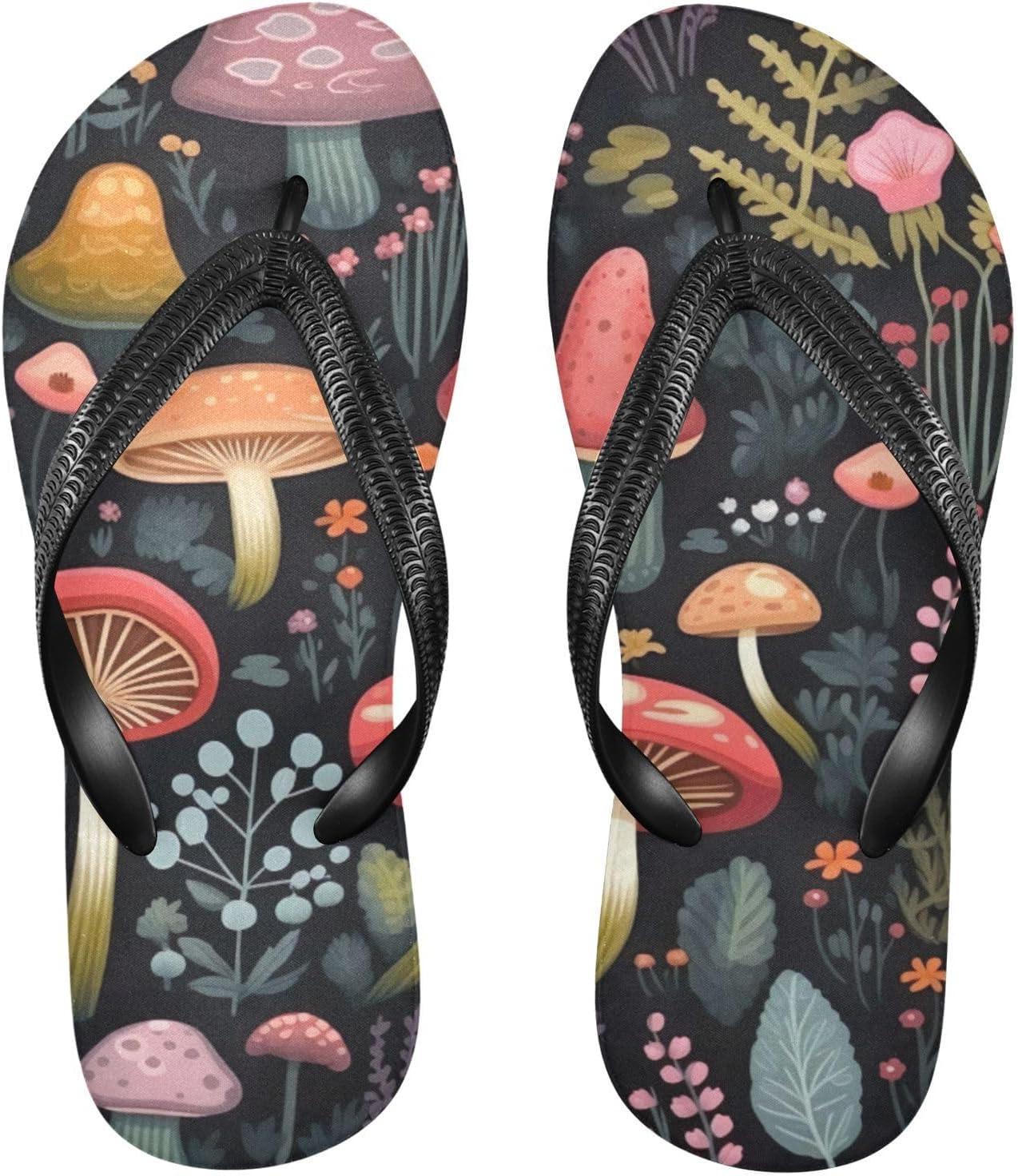 

Цветочные грибные шлепанцы для пляжа, летние повседневные сандалии для женщин и мужчин, тапочки для душа Kfbe, Floral Mushroom