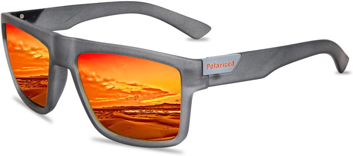 

Мужские поляризованные солнцезащитные очки для женщин, спортивные, для велоспорта, вождения, рыбалки, с защитой от УФ-излучения HCYCFY, Transparent Frame/Red Lens