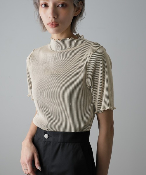 

Топ плиссированный с коротким рукавом Girly Doll, цвет бежевый